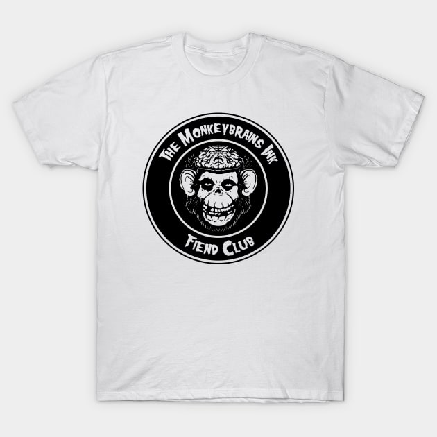 Monkey Brains INK Fiend Club Button Parody on light colors! T-Shirt by GodsBurden